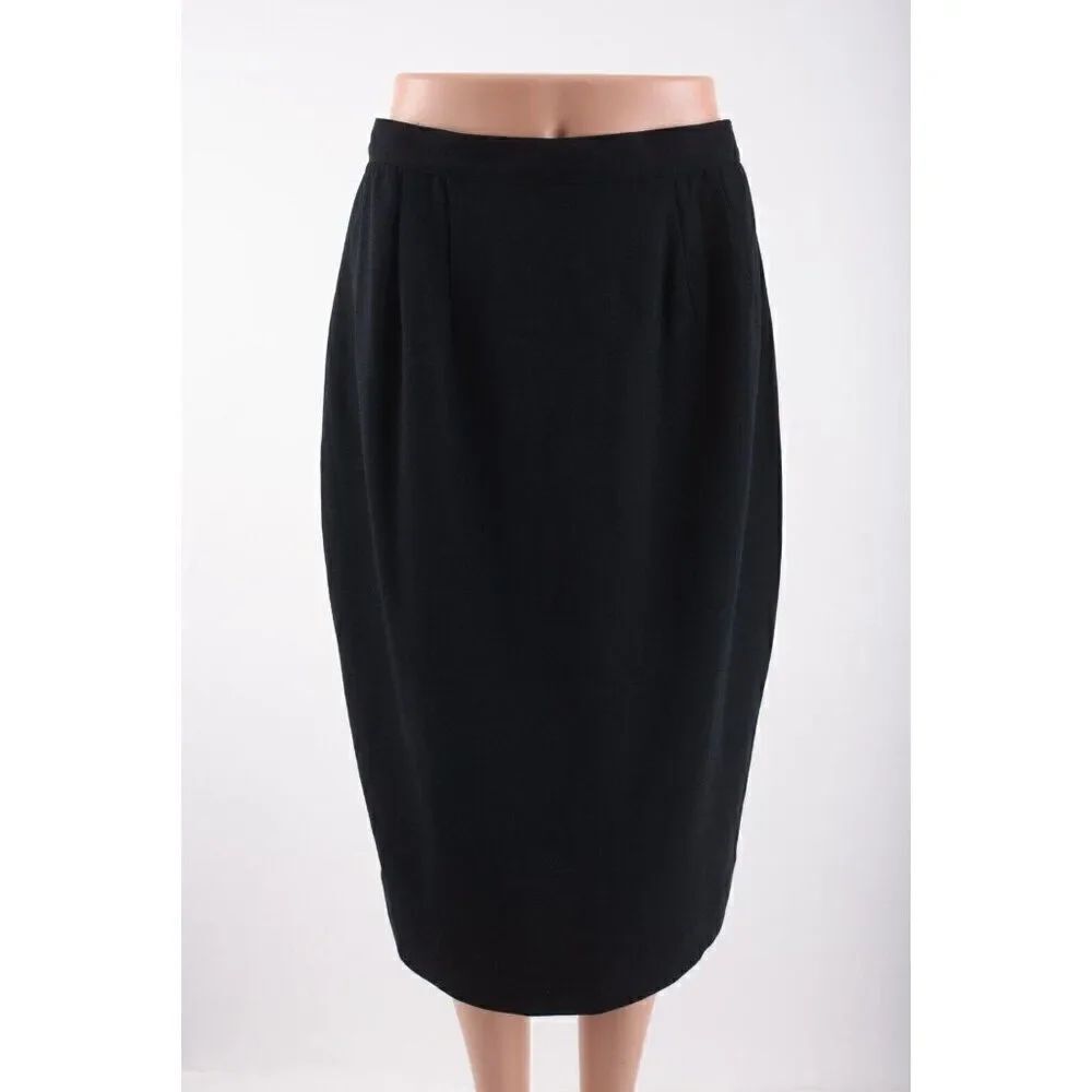 Vintage Liz Claiborne Womans Pencil Skirt Straight Size 10 Black Knee Length